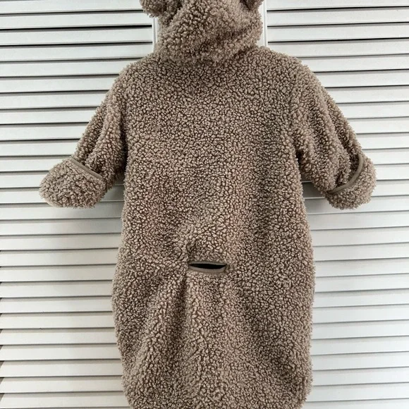 7am enfante Cozy Teddy Bear Sherpa Onesie snowsuit bunting - Picture 6 of 7